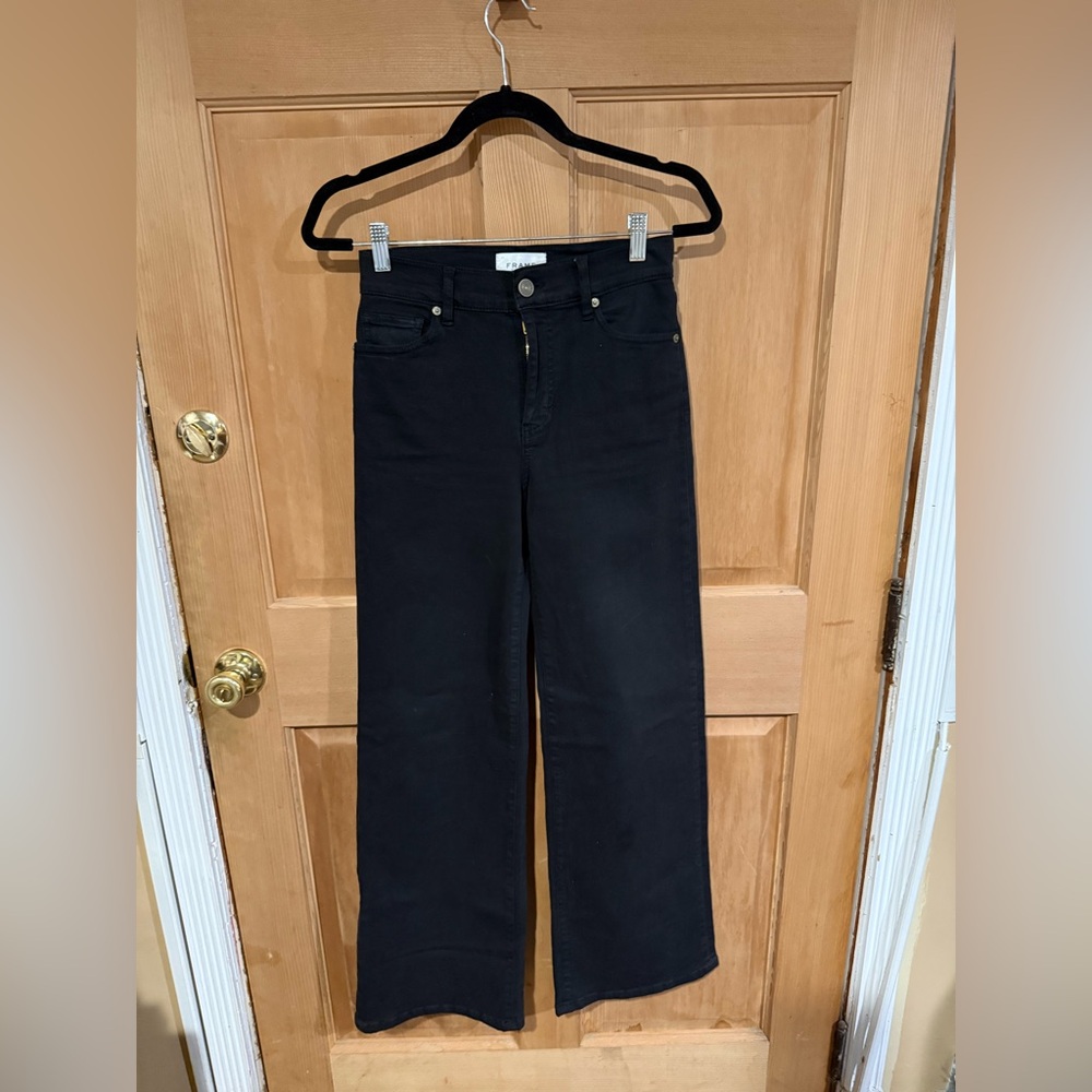 Frame High-Rise Wide Leg Women's Pant - Black size 25